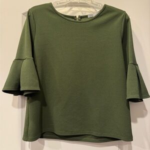 Green Envelope - 3/4 Bell Sleeve Olive Green Women's Top